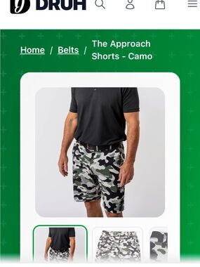 DRUH, The Approach Camo Performance Men's Shorts - Black/Gray/Green - Size 34